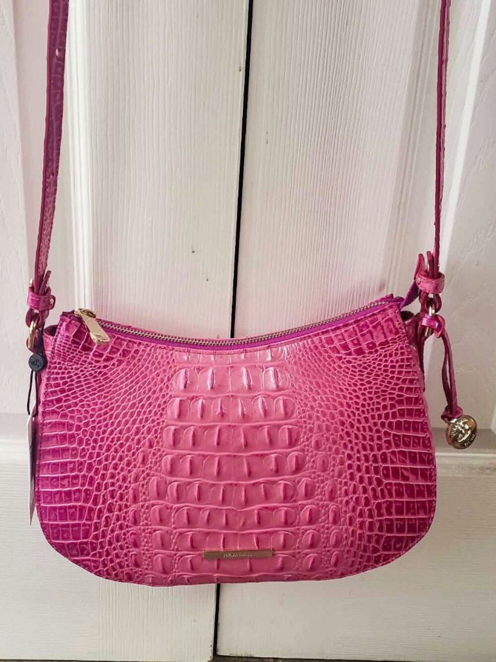 BRAHMIN SHAYNA Croc Embossed Genuine Leather bag in HIBISCUS - NWT